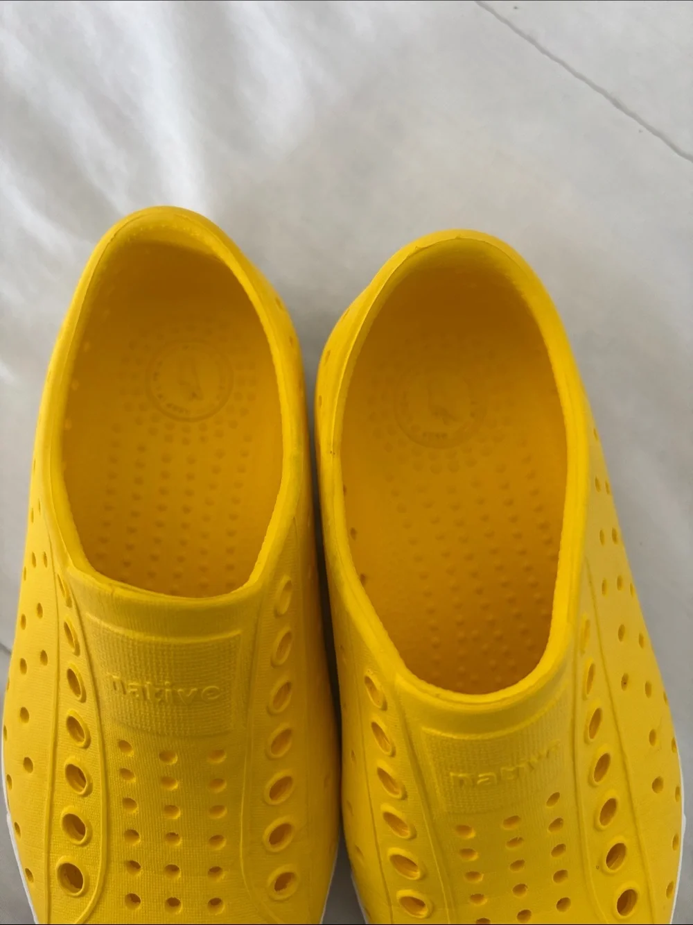 Native Kids Slip-On Water Shoes in Yellow with White Toe
